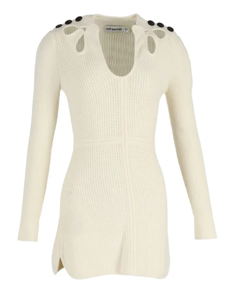 Self-Portrait cut-out-detail ribbed mini dress - Nude Nude