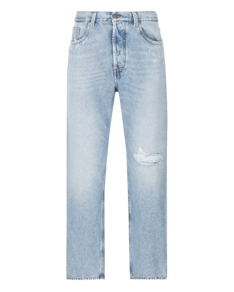 Diesel Jeans im Distressed-Look mit Logo-Patch - Blau Blau