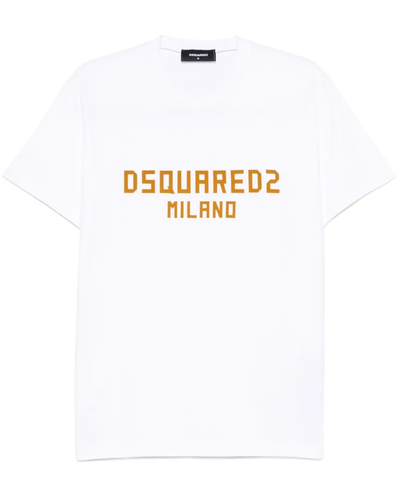 Dsquared2 T-Shirt mit geflocktem Logo - Weiß Weiß