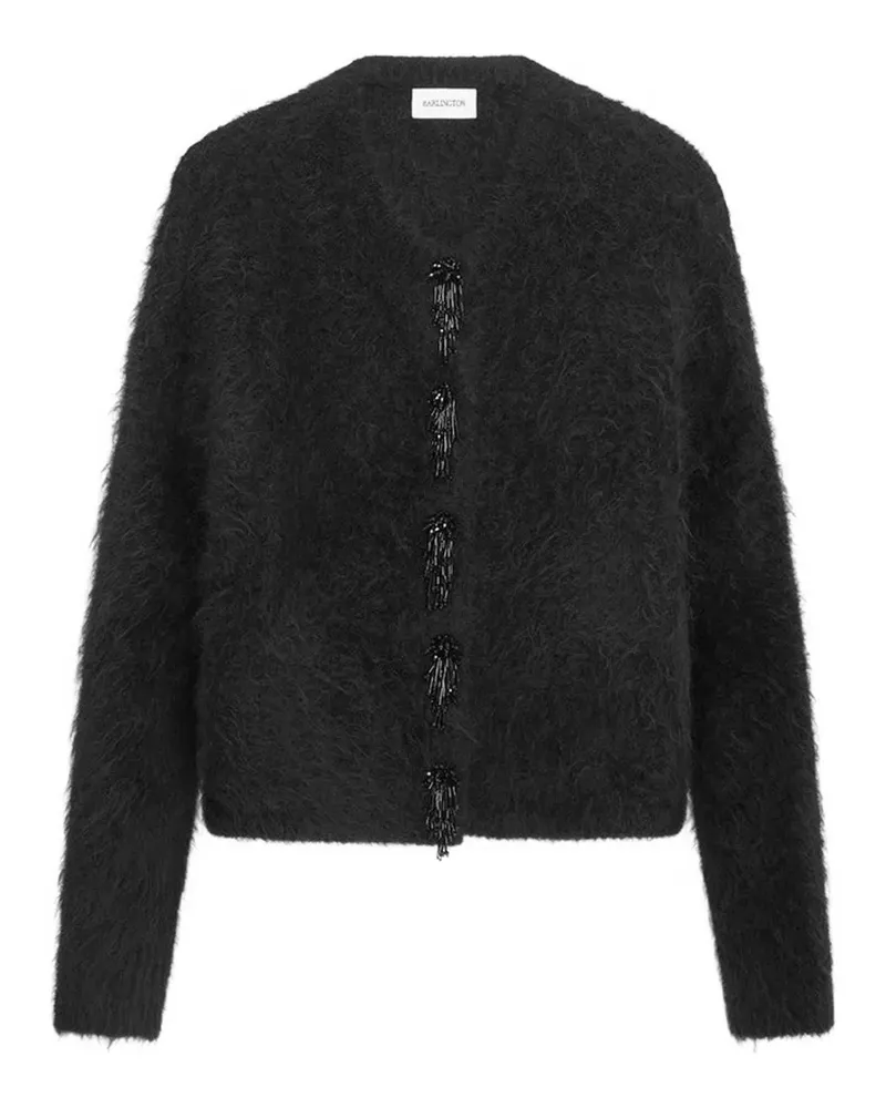 16ARLINGTON Idro Cardigan aus Alpakastrick mit Perlen - Schwarz Schwarz
