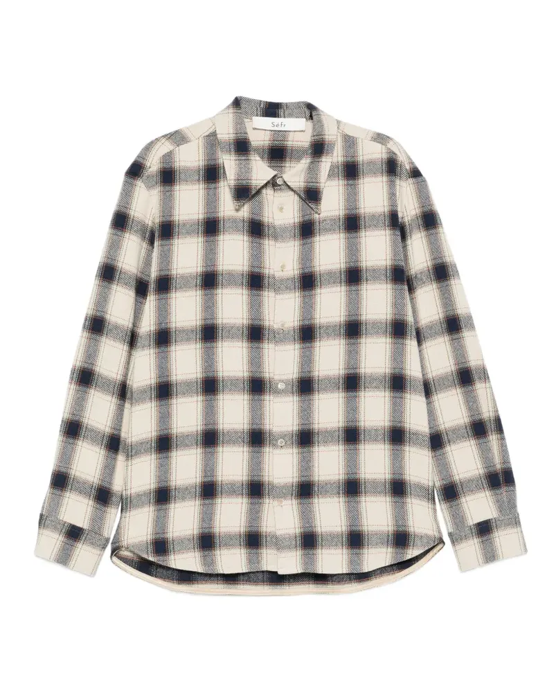 Séfr Wes check-print shirt - Nude Nude