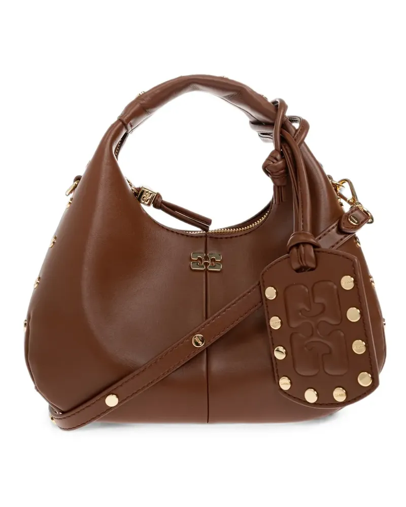 Ganni Tote Bag mit Nieten - Braun Braun