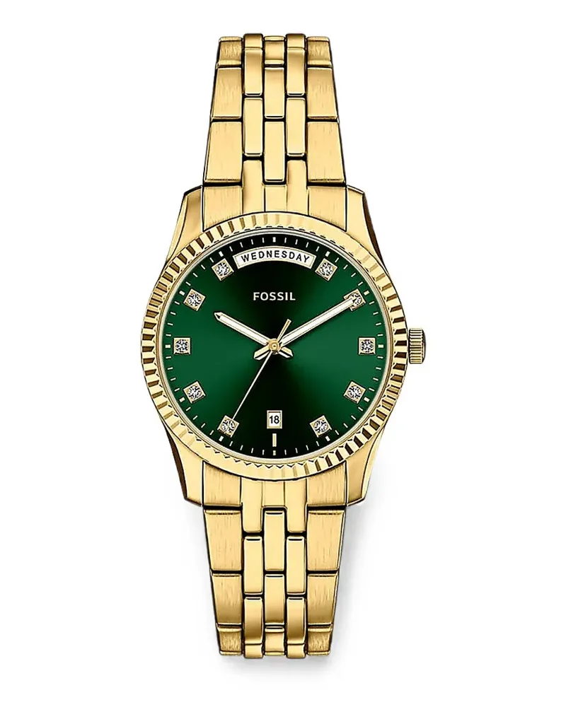 Fossil Scarlette fluted bezel 34mm watch - Grün Grün