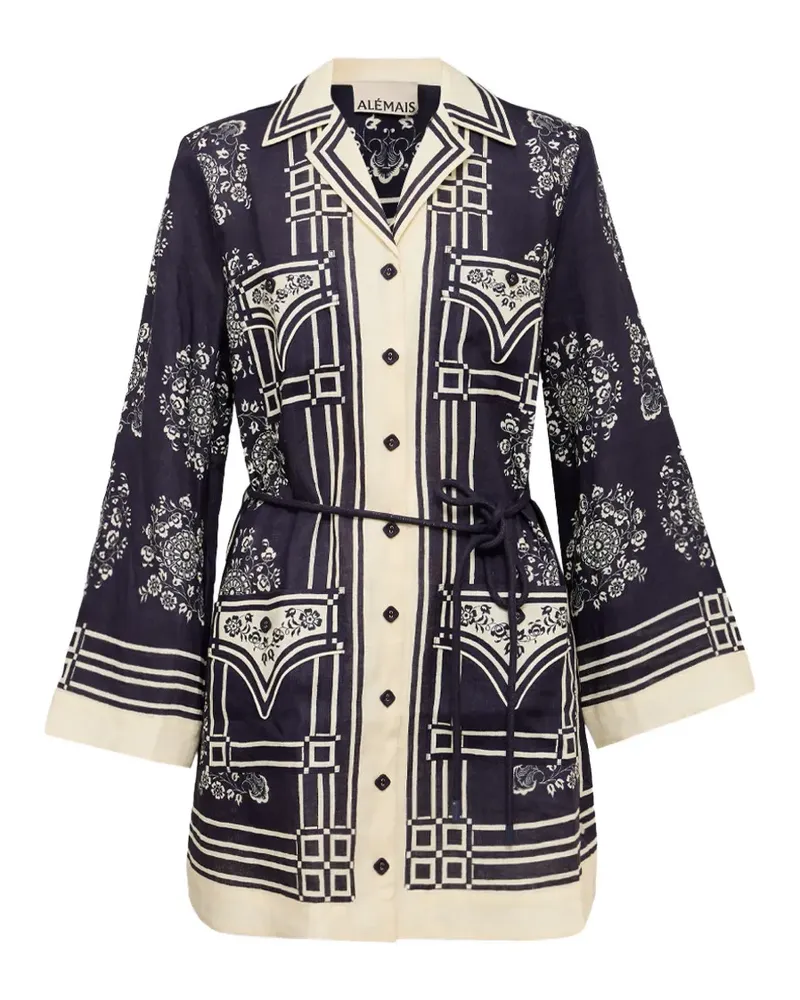 ALEMAIS Banderra graphic-print mini dress - Blau Blau
