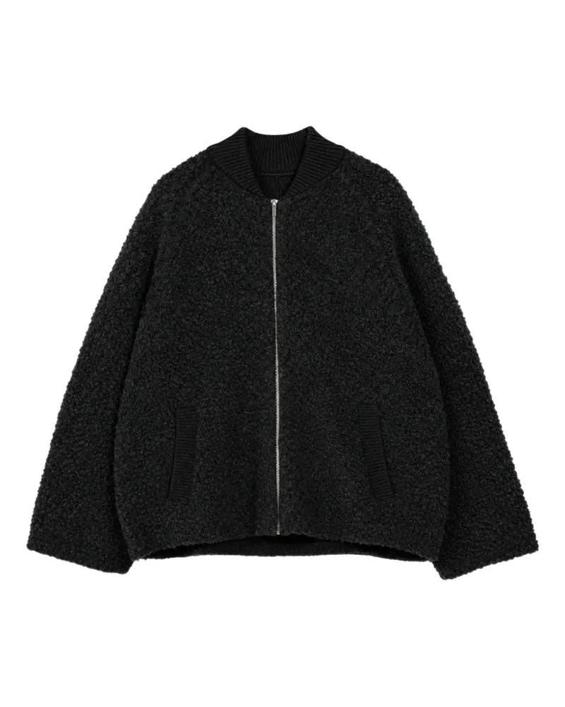 Vera Wang Bouclé-Jacke mit Reißverschluss - Schwarz Schwarz