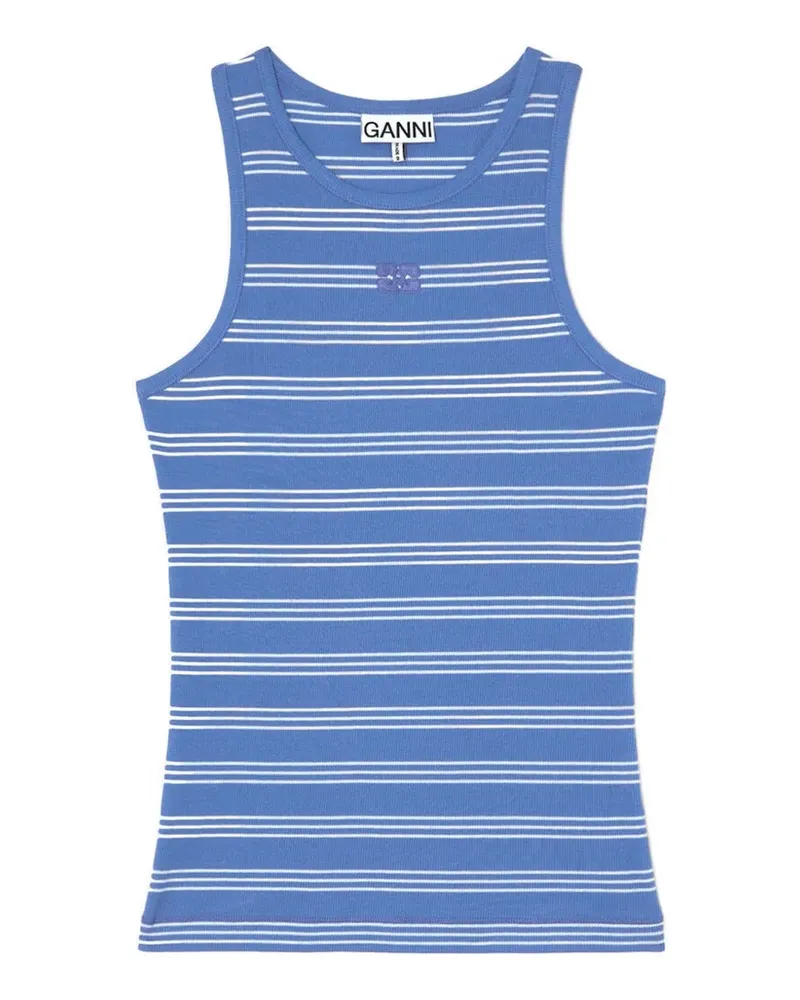 Ganni Geripptes Tanktop mit Streifen - Blau Blau