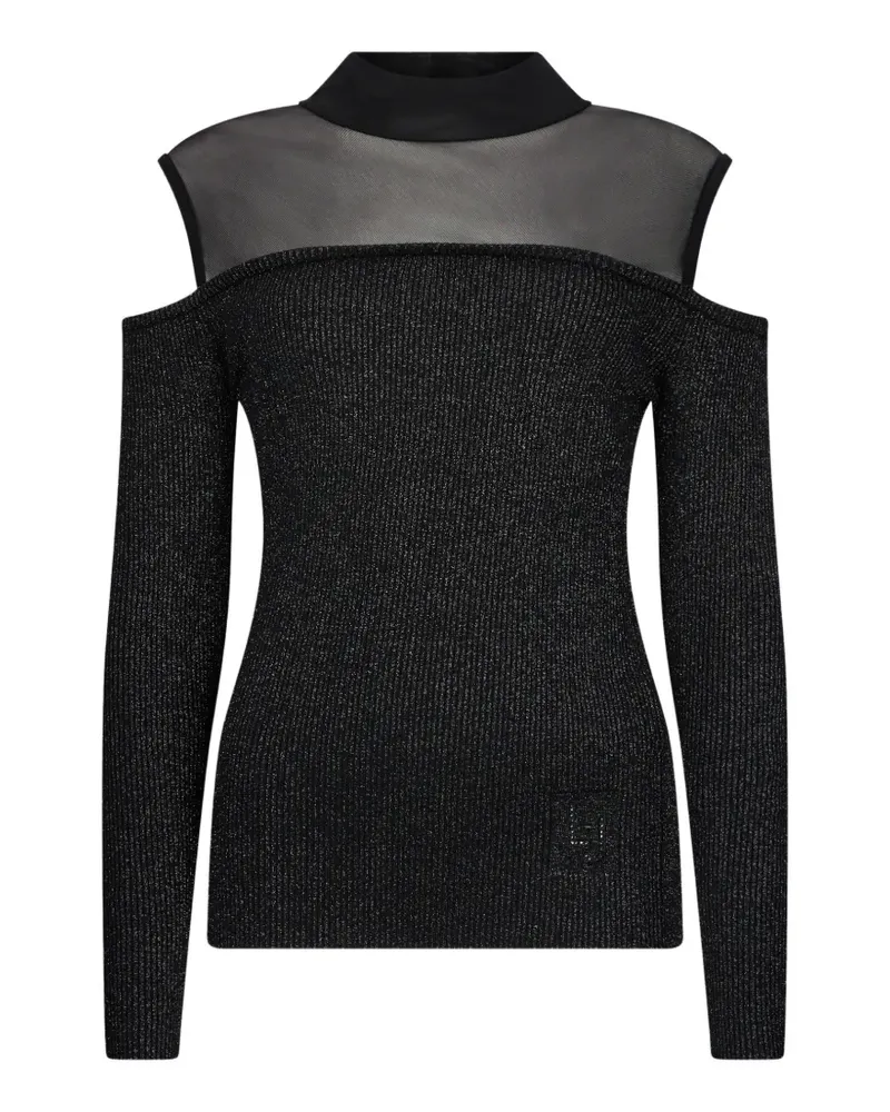 Liu Jo mesh insert cold-shoulder T-shirt - Schwarz Schwarz