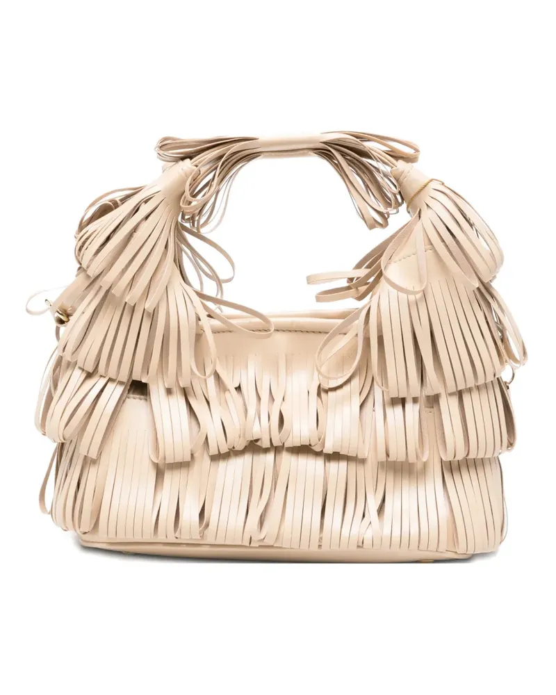 La Milanesa small Capspa fringed tote bag - Nude Nude