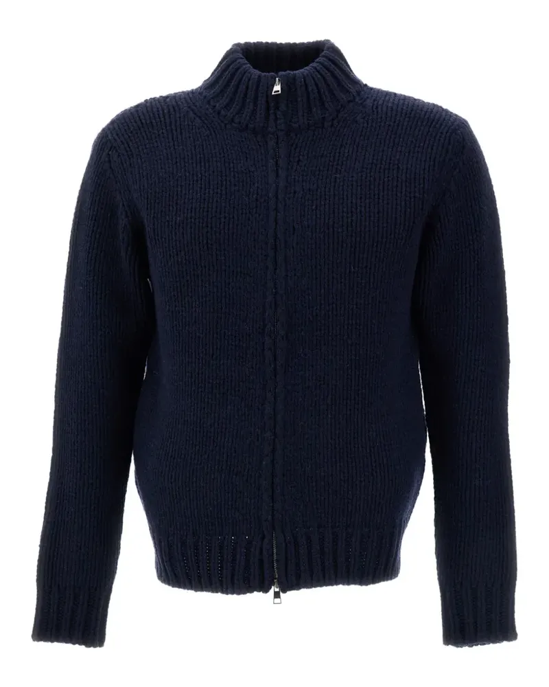 Customer Lovers Gerippter Cardigan mit Reißverschluss - Blau Blau