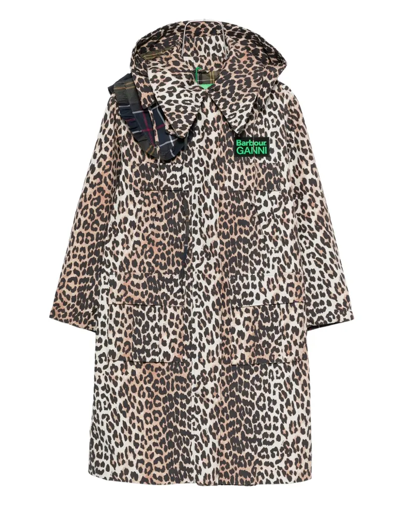 Barbour x  x Ganni Kapuzenmantel mit Leoparden-Print - Nude Nude