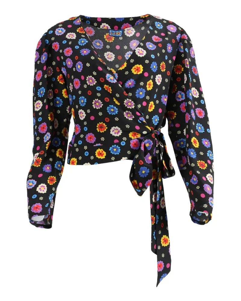 LHD Odalys floral wrap blouse - Schwarz Schwarz