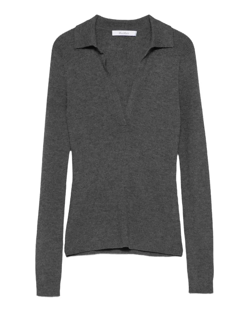 Max Mara Gerippter Angel Pullover mit V-Ausschnitt - Grau Grau
