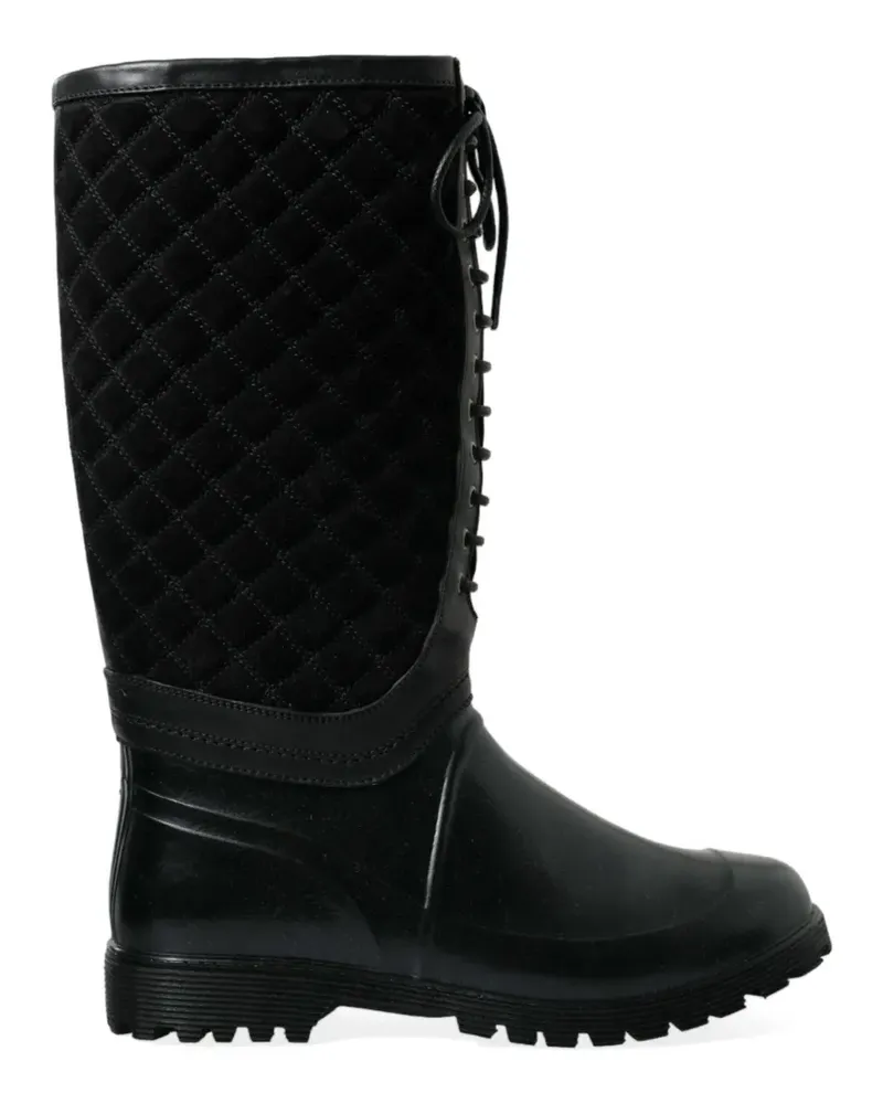 Dolce & Gabbana Gesteppte Chioggia Stiefel aus Wildleder - Schwarz Schwarz