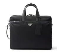 Re-Nylon Saffiano Laptoptasche - Schwarz