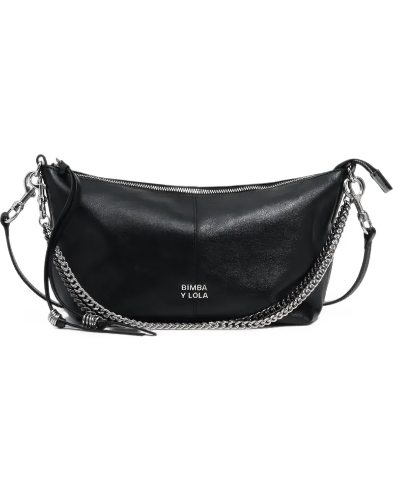 BIMBA Y LOLA Mittelgroße Madrid Tasche aus Leder - Schwarz Schwarz