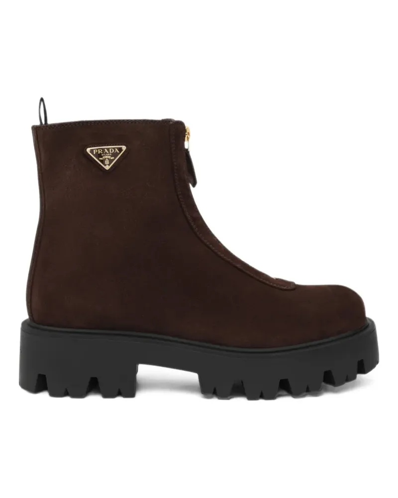 Prada Stride Wildlederstiefel mit Reißverschluss - Braun Braun