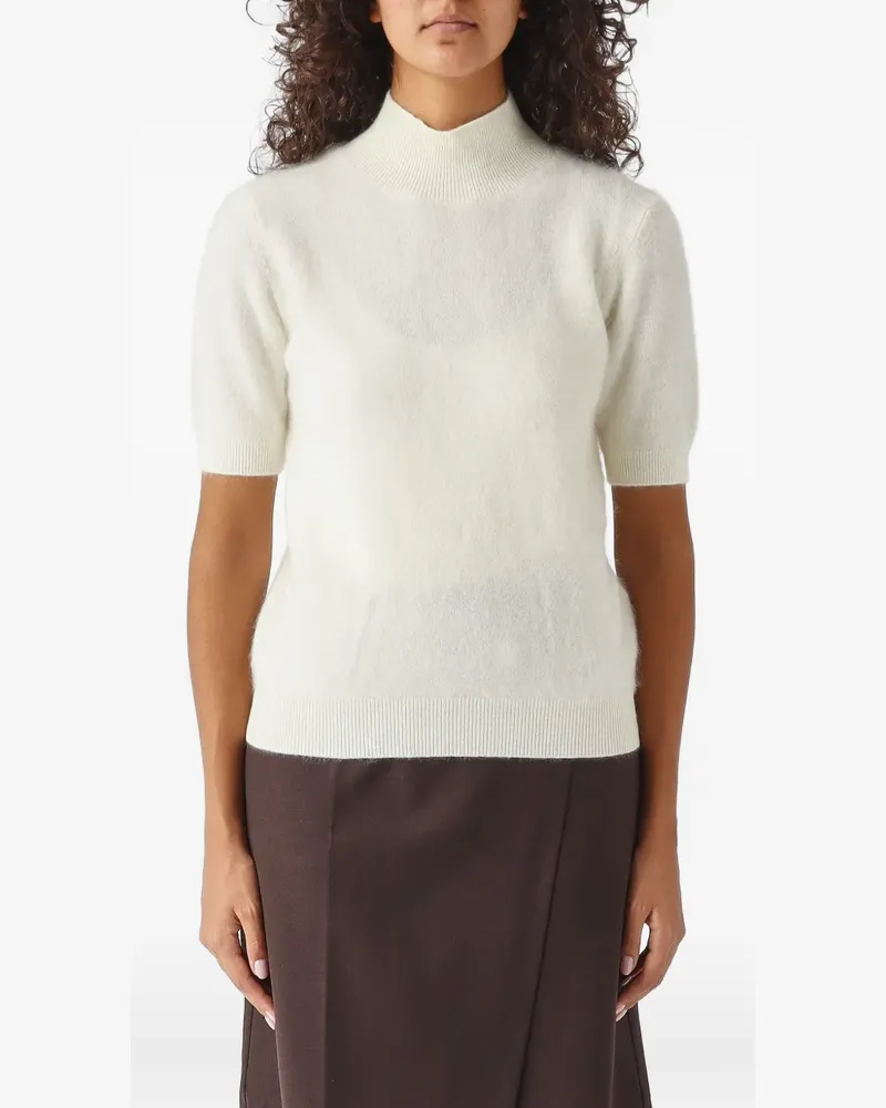 MEIMEIJ high-neck short-sleeve knitted T-shirt - Weiß Weiß