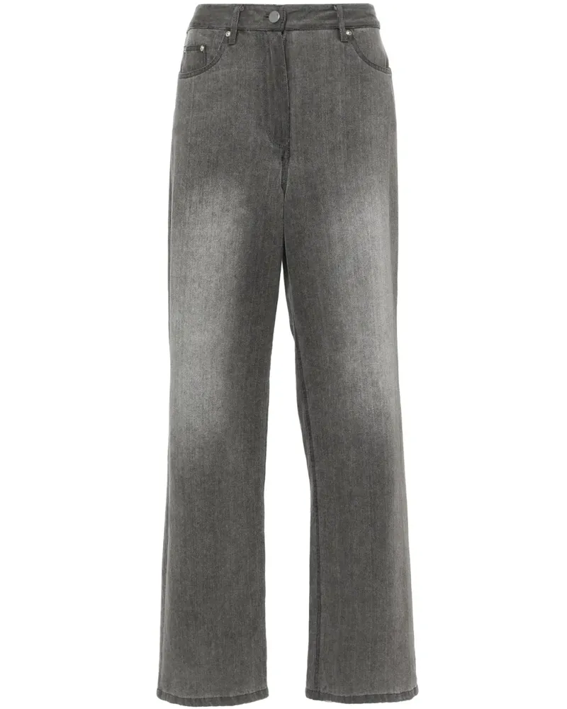 REMAIN Gerade High-Waist-Jeans - Grau Grau