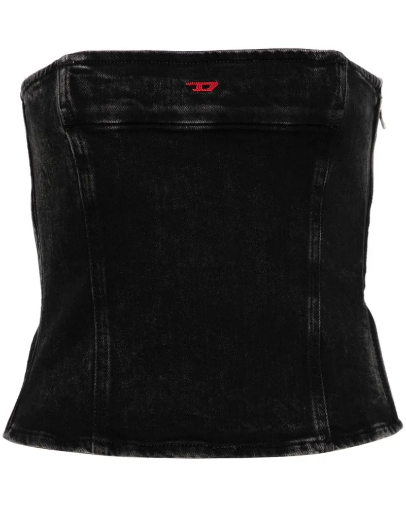 Diesel Schulterfreies Cropped-Top im Jeans-Look - Schwarz Schwarz