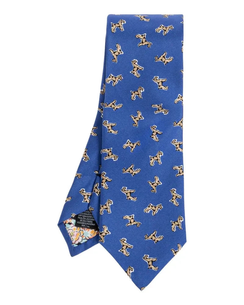 Paul Smith dog-pattern silk tie - Blau Blau