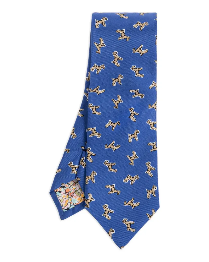 Paul Smith Seidenkrawatte mit Hundemuster - Blau Blau