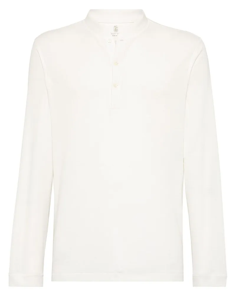 Brunello Cucinelli Klassisches Henley-Hemd - Weiß Weiß