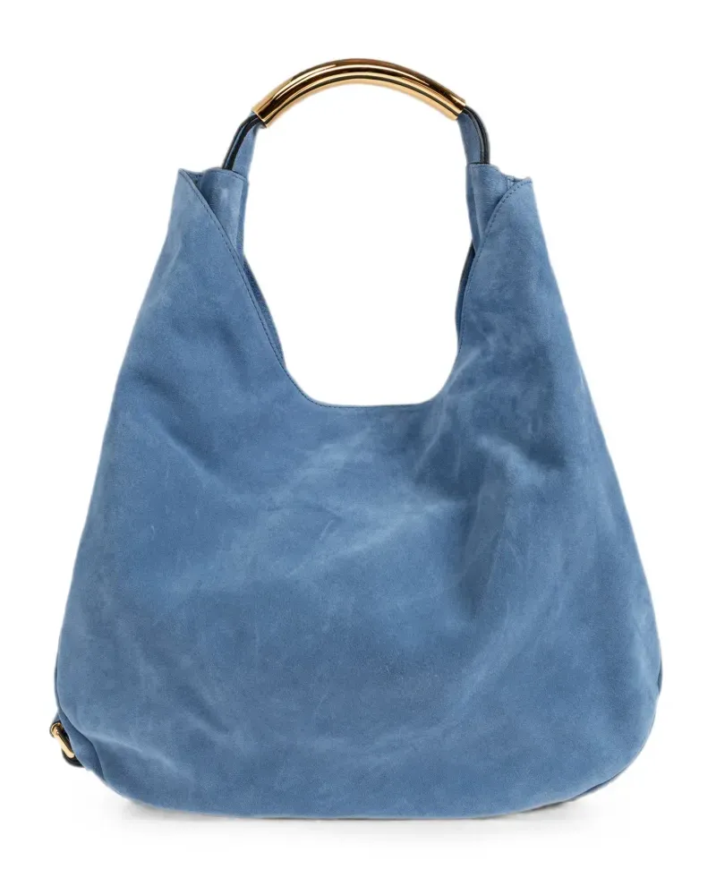 Moschino Mittelgroße Handle Me Tote Bag aus Wildleder - Blau Blau