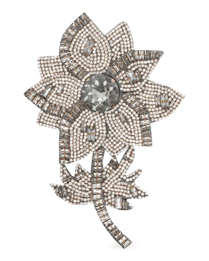 Essentiel Strassbrosche mit Blumenform - Grau Grau