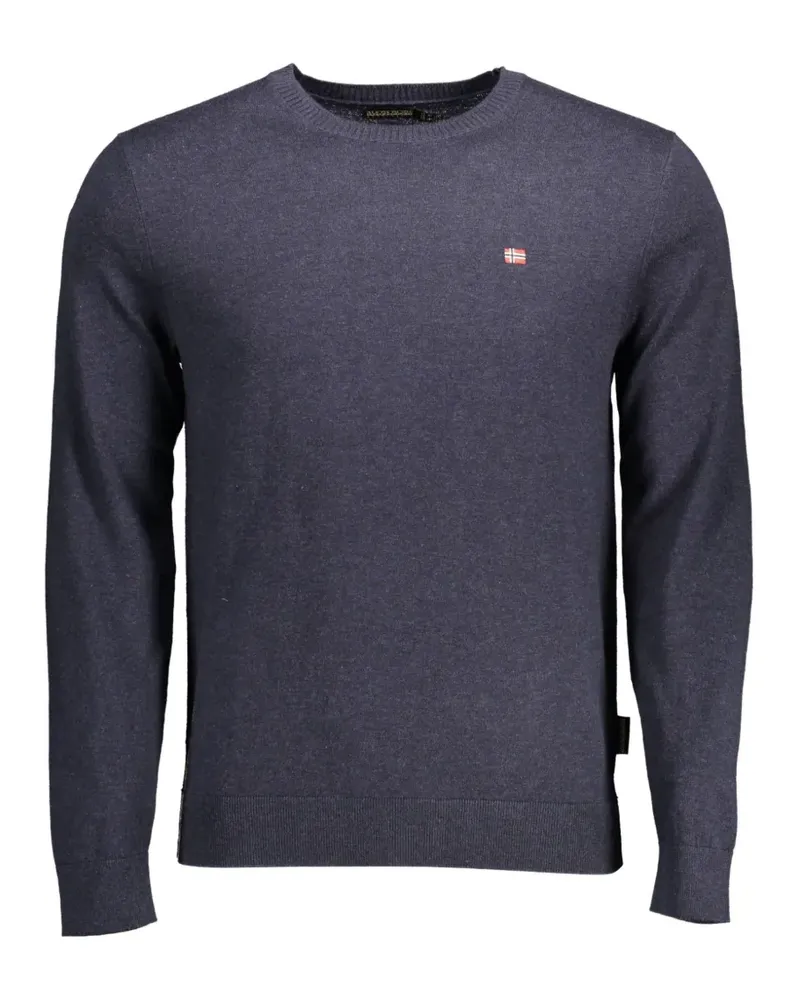 Napapijri logo-patch crew-neck sweater - Blau Blau