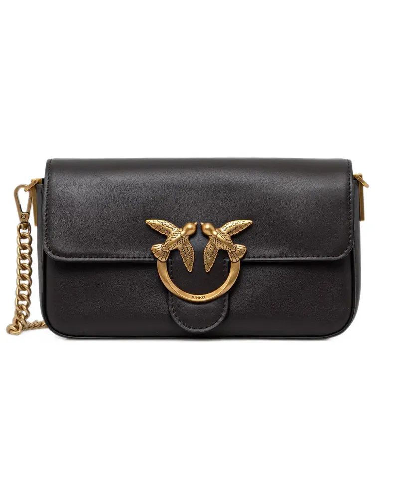 Pinko Love Birds leather crossbody bag - Braun Braun