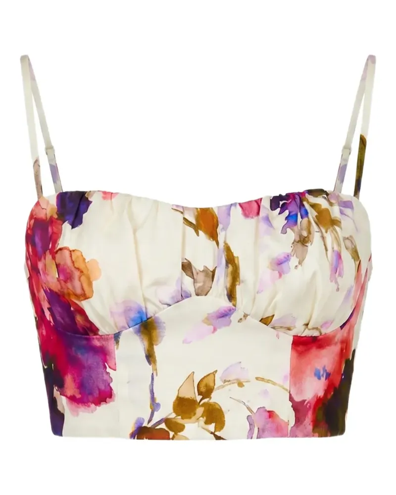 NICHOLAS floral-print cropped top - Nude Nude