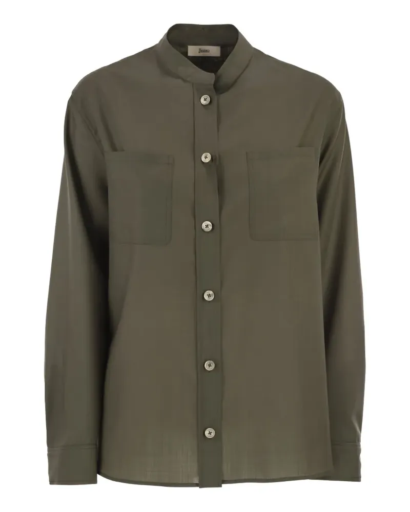 Herno chest-pocket mandarin-collar shirt - Grün Grün