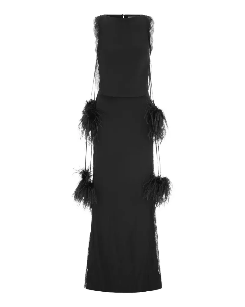 16ARLINGTON Gabby feather-embellished gown - Schwarz Schwarz