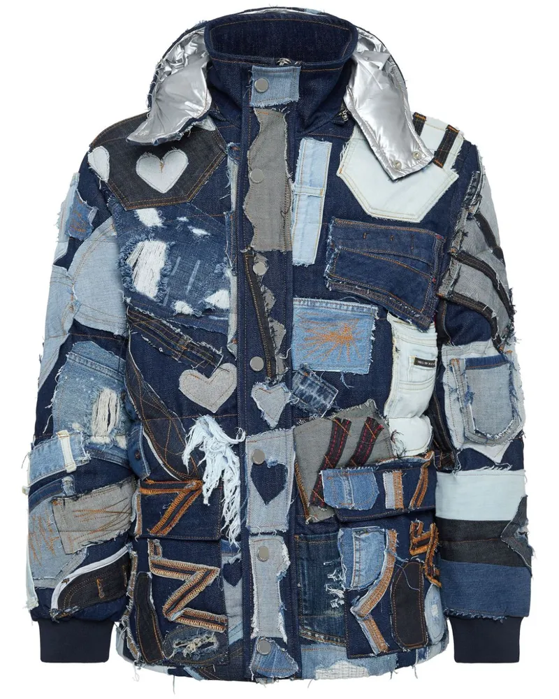 Philipp Plein Jeansjacke im Patchwork-Look - Blau Blau