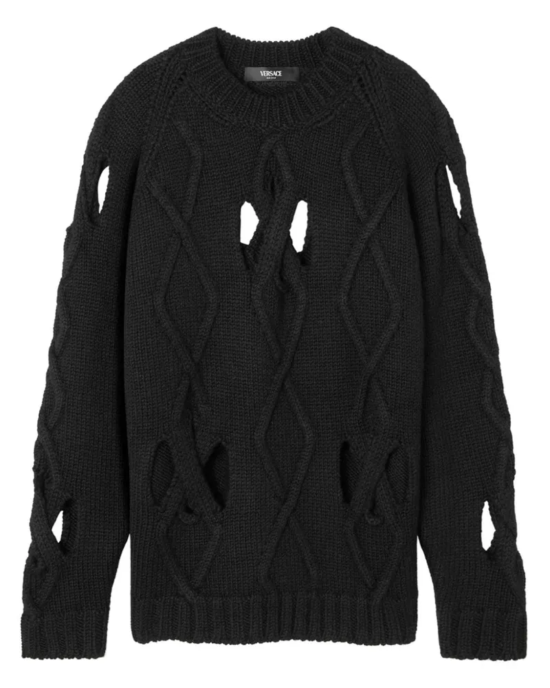 Versace Pullover mit Lochstrickmuster - Schwarz Schwarz