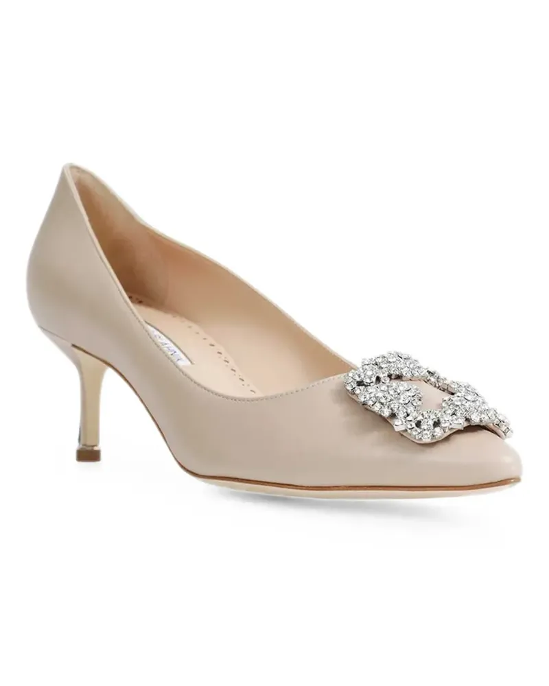 Manolo Blahnik Hangisi Pumps mit Kristallschnalle - Nude Nude
