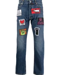 HONEY FUCKING DIJON x Keith Haring Straight-Leg-Jeans Blau