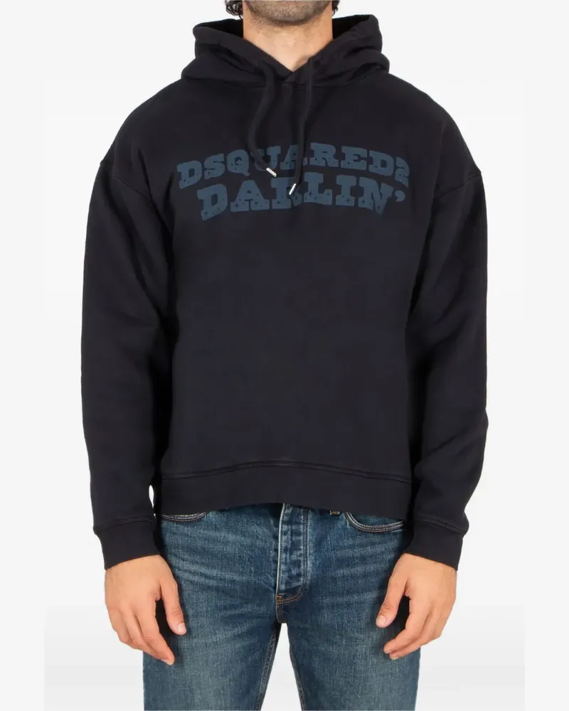 Dsquared2 Majica Hoodie mit grafischem Print - Blau Blau