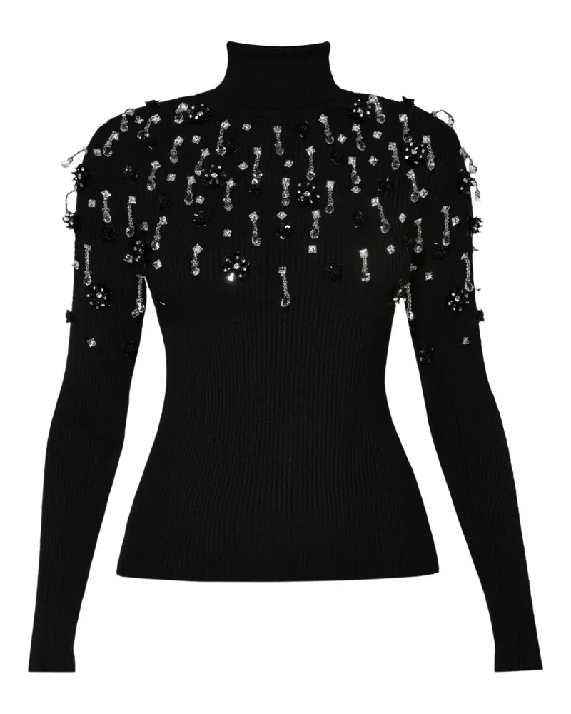 ANOUKI Rollkragenoberteil mit Kristallen - Schwarz Schwarz