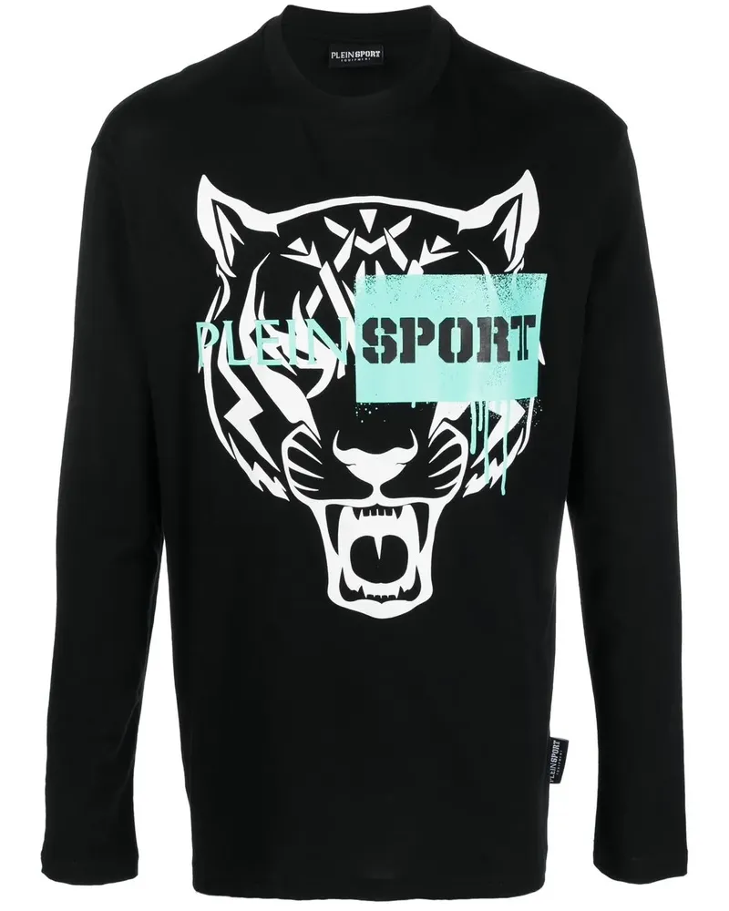 Philipp Plein Langarmshirt mit Tiger-Motiv - Schwarz Schwarz