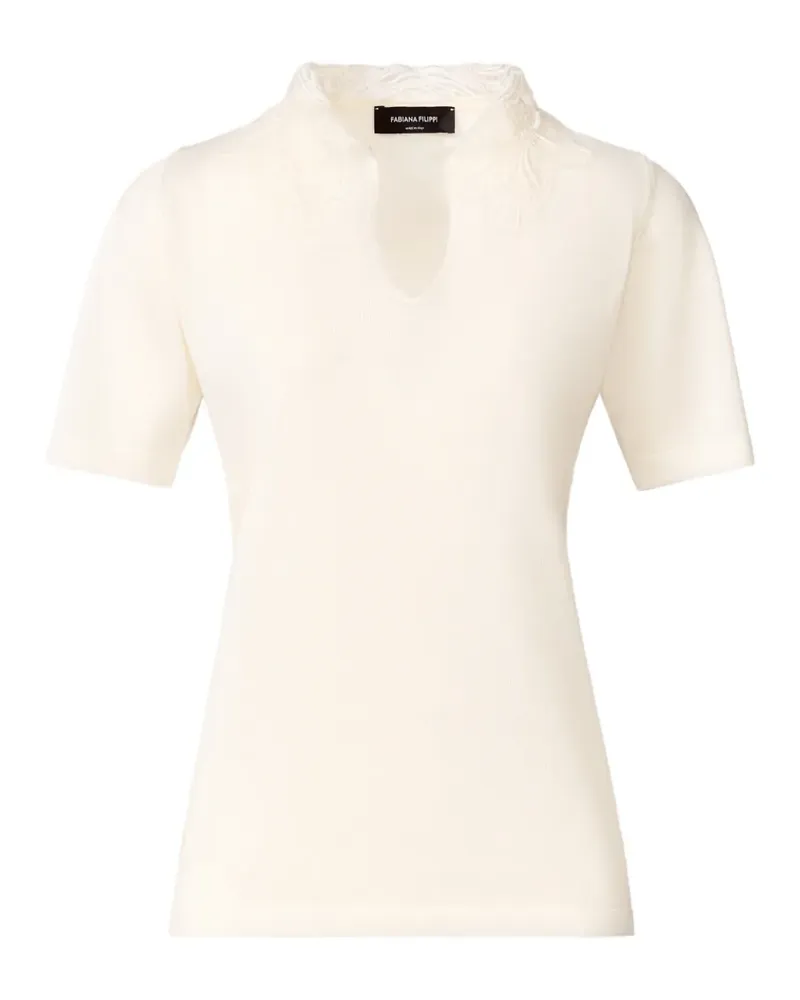 Fabiana Filippi V-neck lace-detail top - Nude Nude