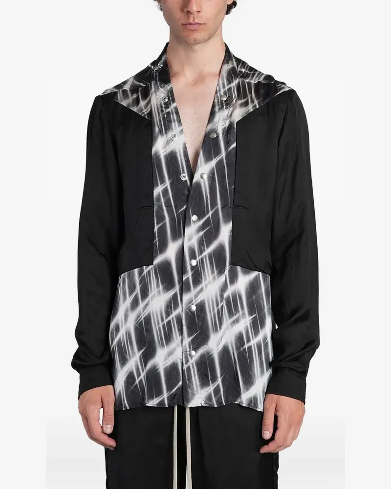 Rick Owens Larry graphic-print panelled shirt - Schwarz Schwarz