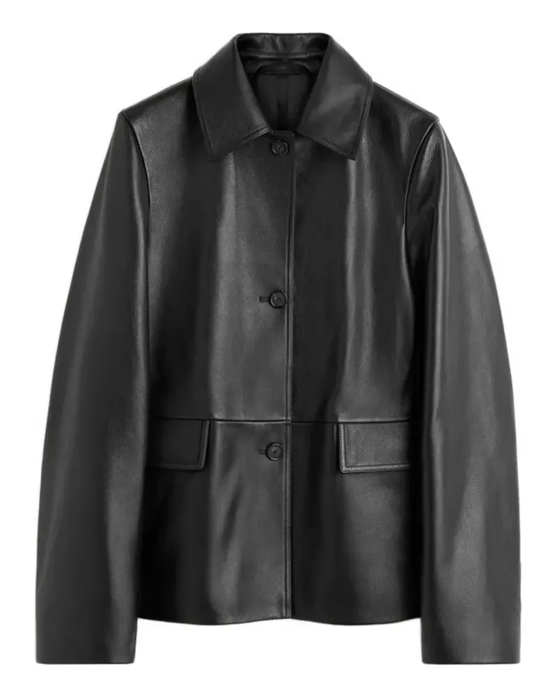 Totême grained leather jacket black - Schwarz Schwarz