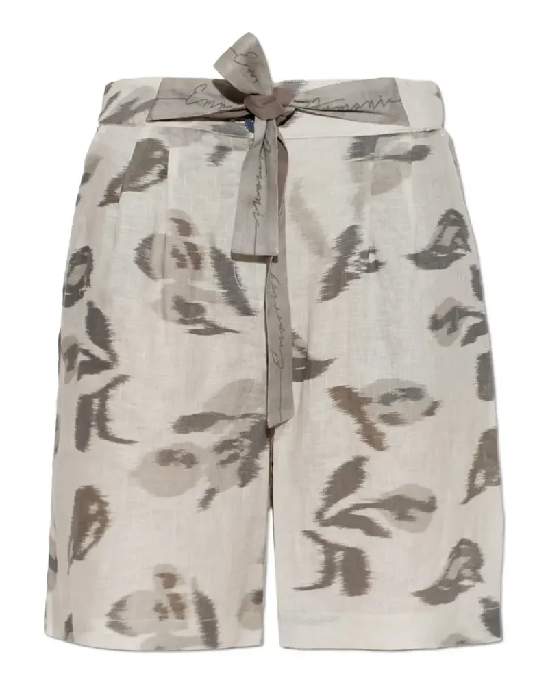 Emporio Armani ikat-print belted shorts - Grau Grau