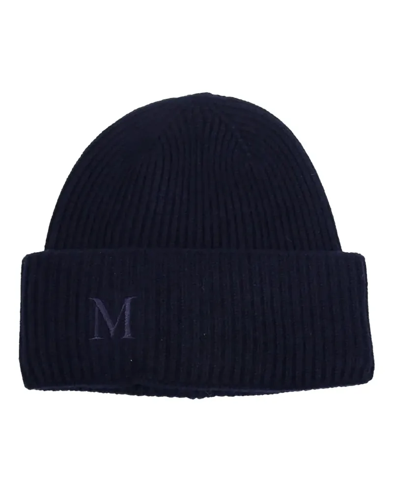 Max Mara Gerippte Beanie mit Logo-Stickerei - Blau Blau