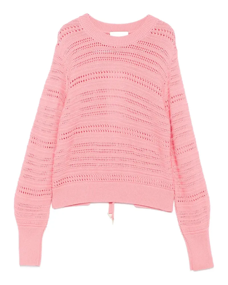 AKEP Pullover mit Lochstrickmuster - Rosa Rosa