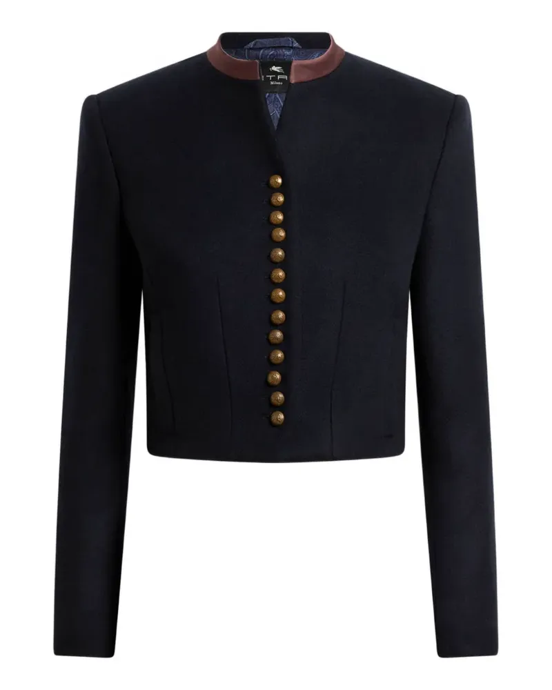 Etro Cropped-Jacke mit Pegaso-Knöpfen - Blau Blau