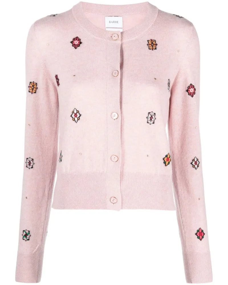 Barrie Cardigan mit Intarsienmuster - Rosa Rosa