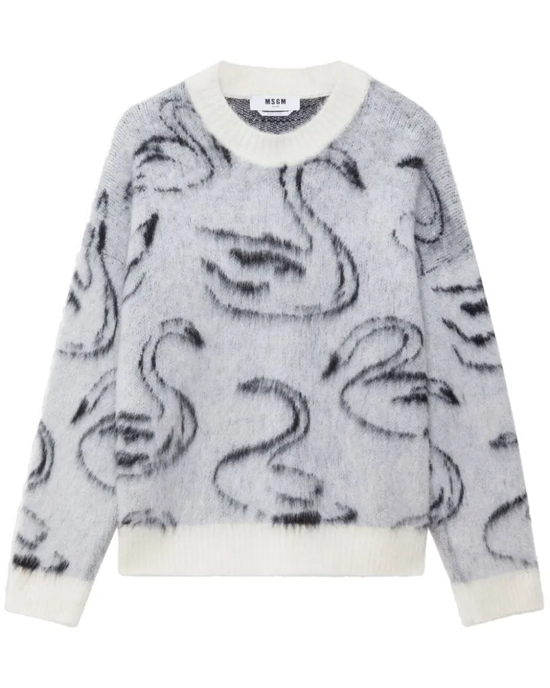 MSGM Pullover mit Print Weiß