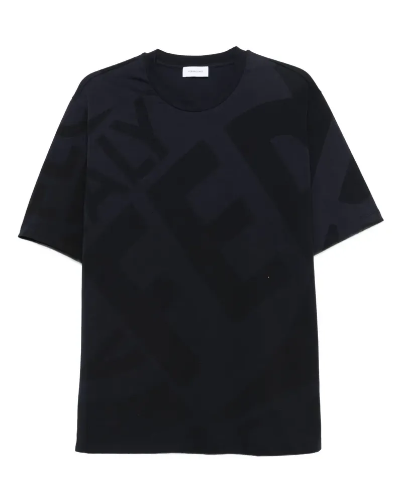 Ferragamo T-Shirt mit grafischem Print - Blau Blau